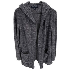 Barefoot Dreams CozyChic Lite Knit Cardigan Size Small Hooded Pockets Blue
